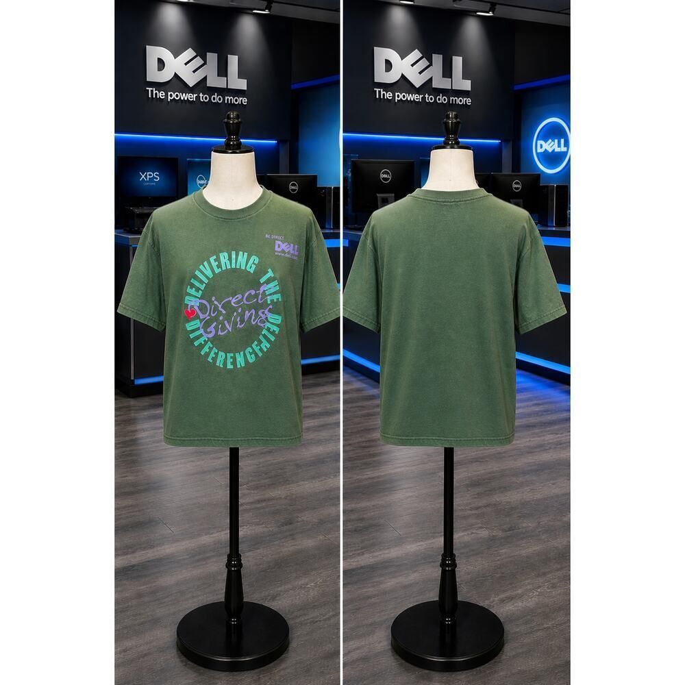 Vintage Dell Direct Giving Tee Hanes Beefy L USA Tech Promo Shirt